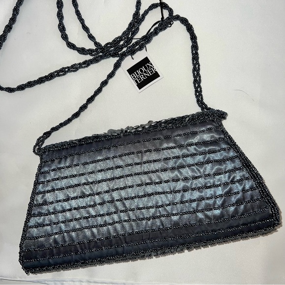 NWT BIJOUX TERNER BAG MINI EVENING CLUTCH SEQUINED #10518 GRAY SILVER - Picture 2 of 6